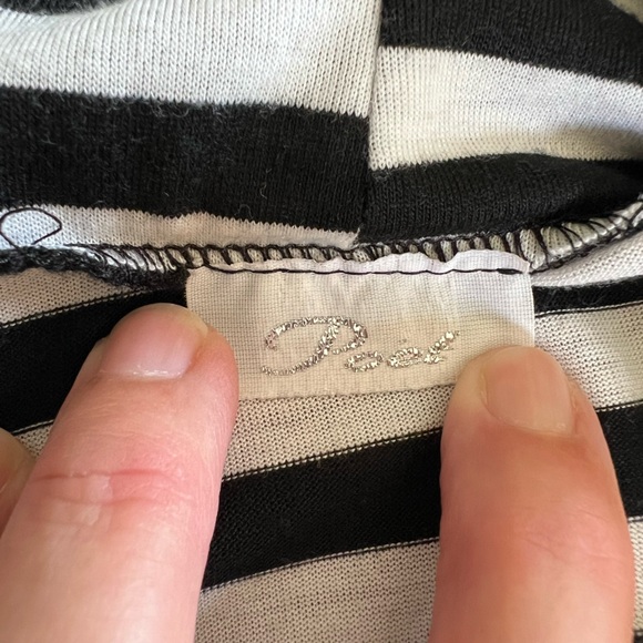 Poet EUC Striped Black and White Cowl Neck 3/4 Sleeve Jersey Tunic Blouse Size M - Picture 11 of 13